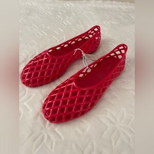 NWT Old Navy Jelly Lattice Ballet Flats (Red)